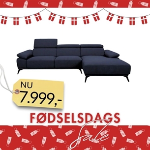 Chaise sofa model Florida Højrevendt - Marino Blå